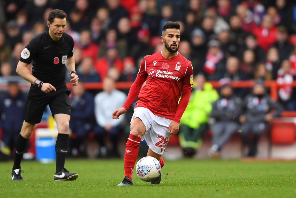 Tiago Silva (28) of Nottingham Forest during the Sky Bet Championship match between Nottingham Forest and Derby County at the City Ground, Nottingh...