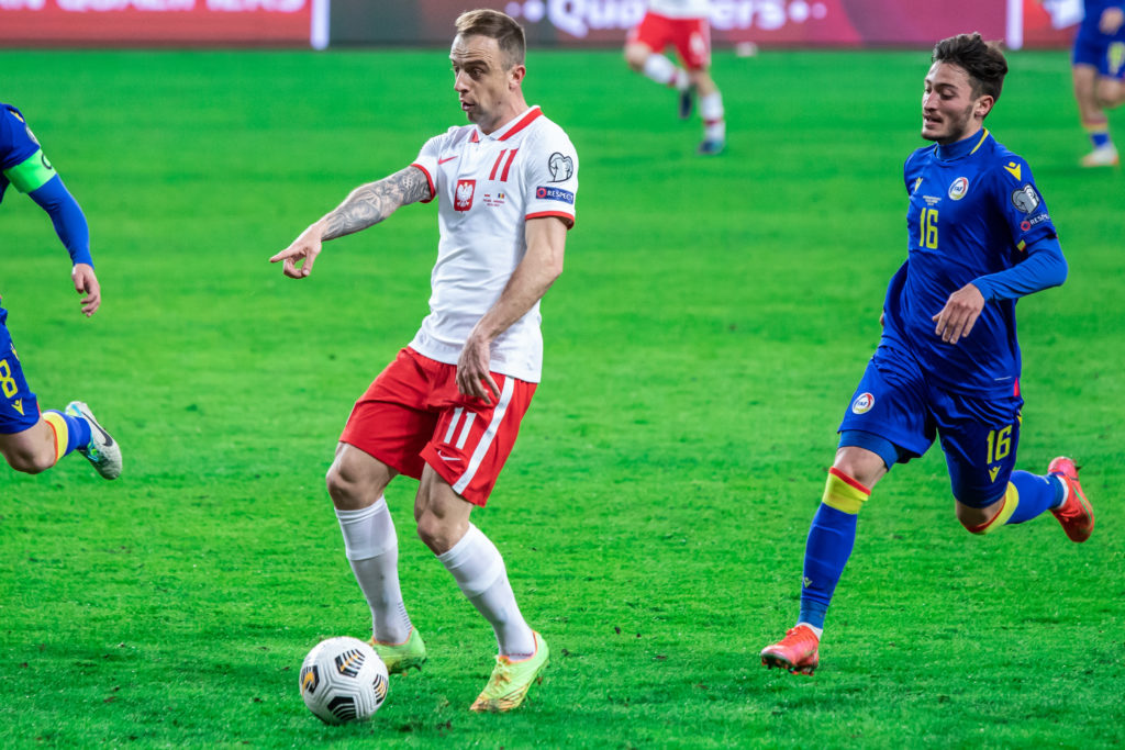 Kamil Grosicki of Poland and Alex Martinez, of Andorra in