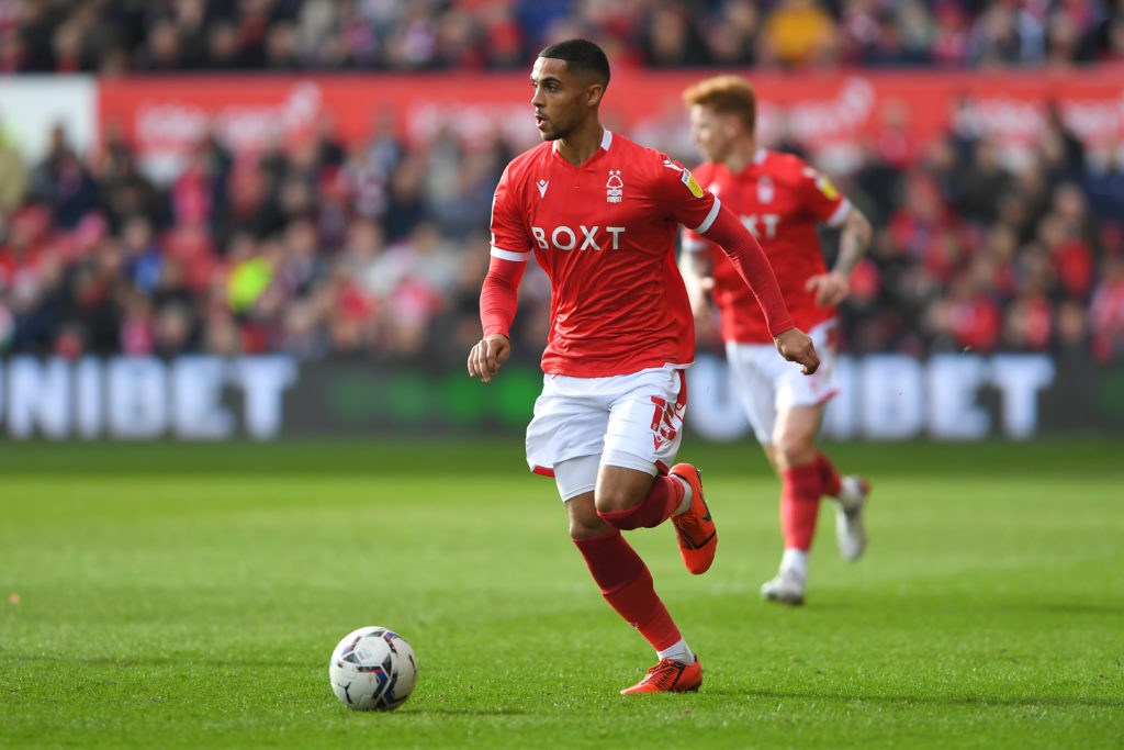 Max Lowe in action during the Sky Bet Championship match between Nottingham Forest and Reading
