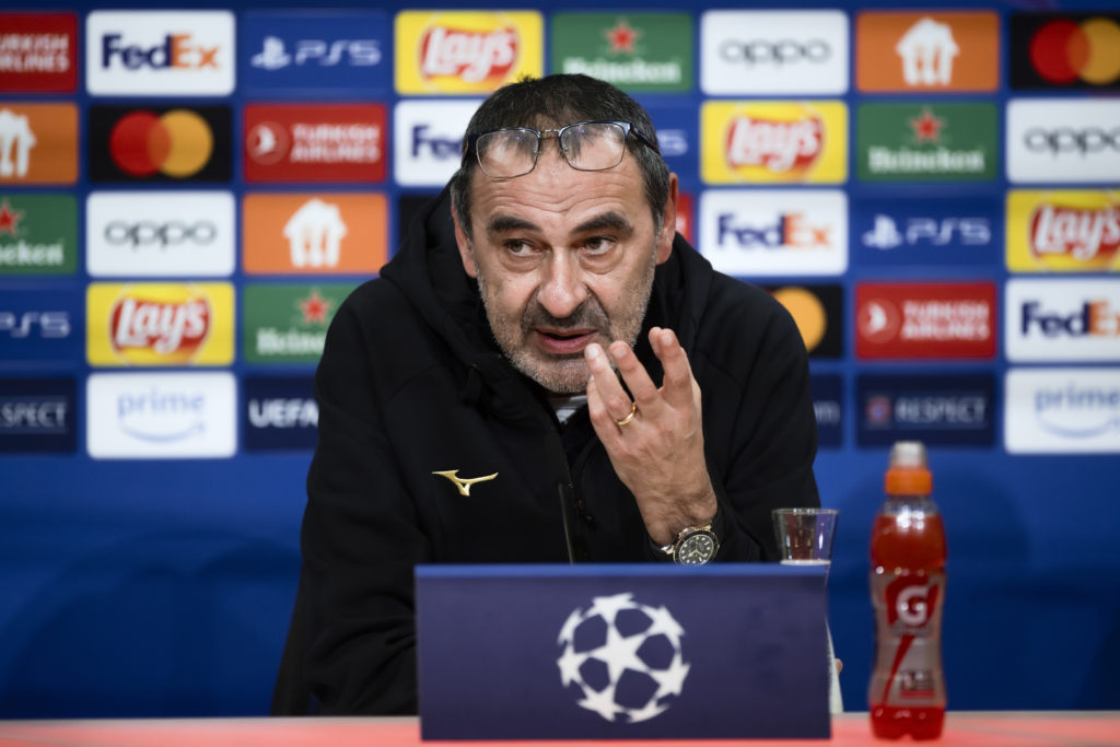 Maurizio Sarri, head coach of SS Lazio, speaks during the