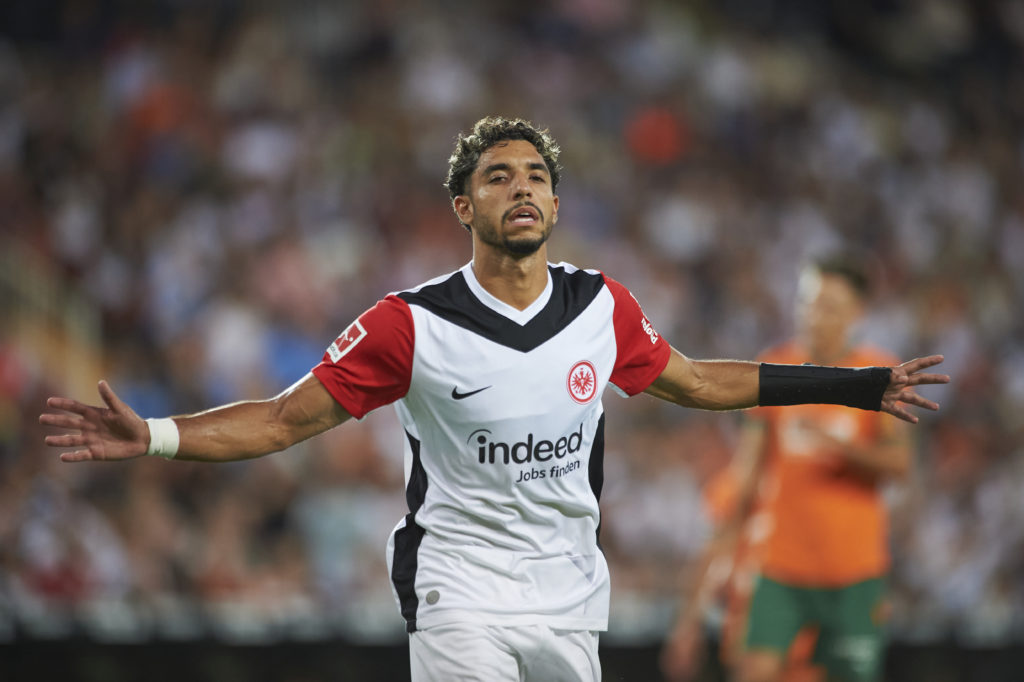 Omar Marmoush of Eintracht Frankfurt celebrates a goal