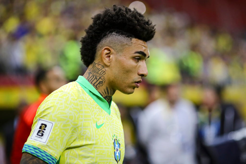 Igor Jesus playing for Brazil in a FIFA World Cup 2026 Qualifier against Peru