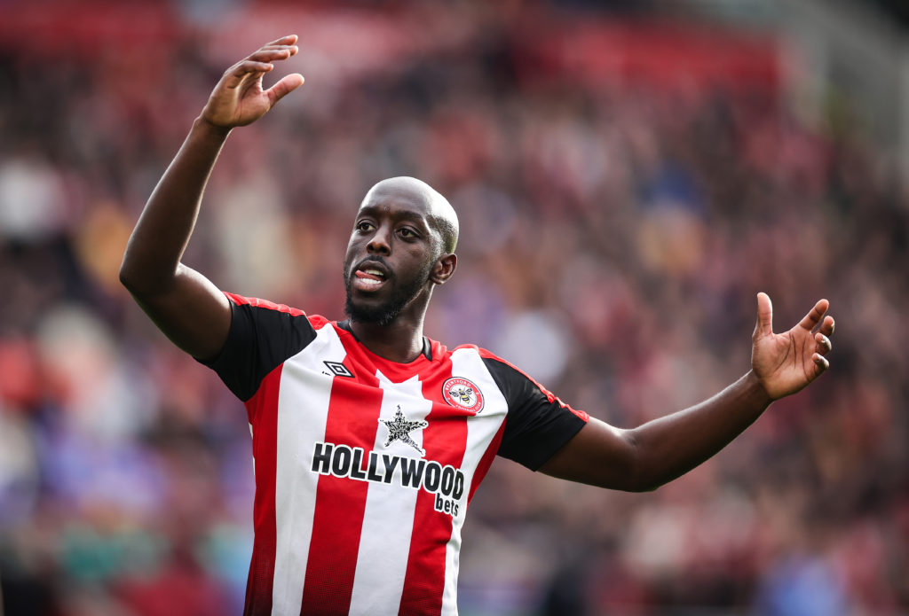 Yoane Wissa celebrates after scoring for Brentford against Ipswich Town