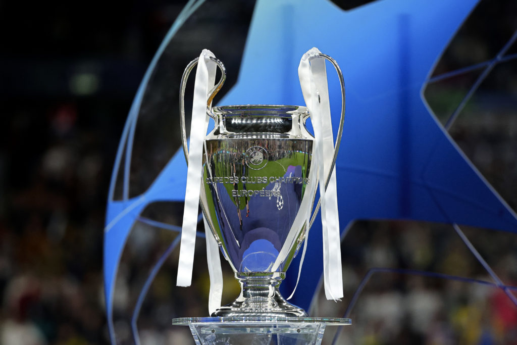 A view of the UEFA Champions League trophy