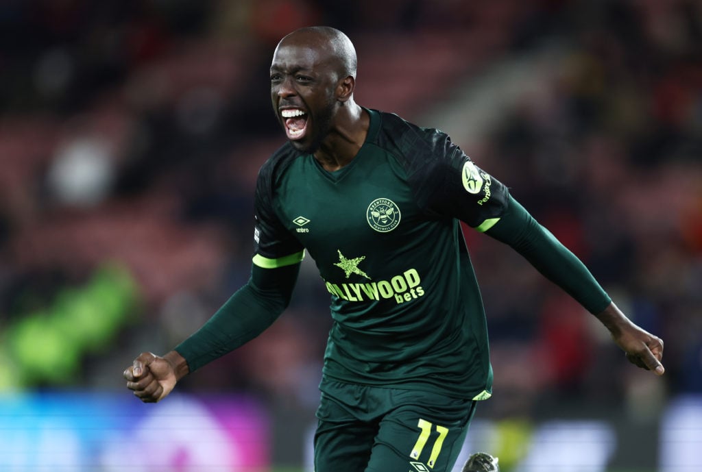 Yoane Wissa celebrates scoring for Brentford against Southampton