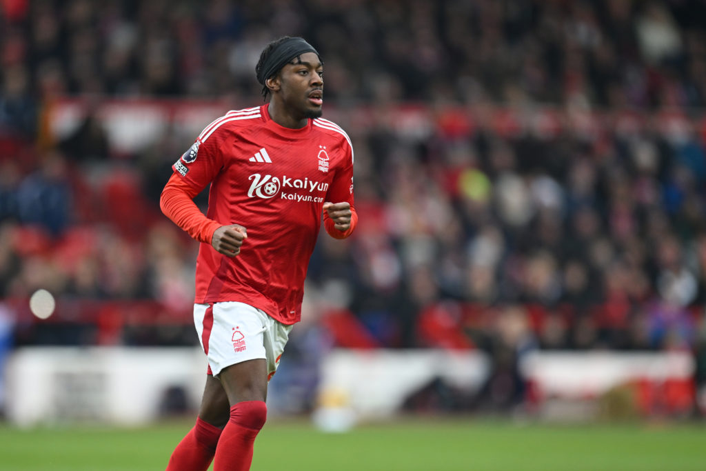 Anthony Elanga in action for Nottingham Forest against Brighton in the Premier League
