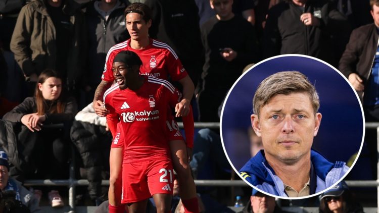 Main: Anthony Elanga celebrates scoring vs Ipswich and Inset: Sweden boss Jon Dahl Tomasson watches his team against Slovakia in the Nations League