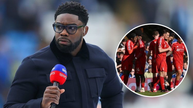 Main: Micah Richards at Manchester City vs Arsenal. Inset: Nottingham Forest celebrate at Ipswich.