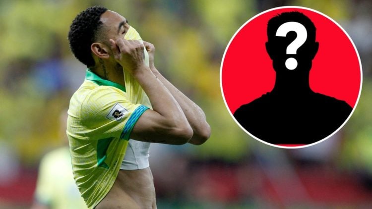Matheus Cunha of Brazil reacts during the FIFA World Cup 2026 Qualifier match between Brazil and Colombia.