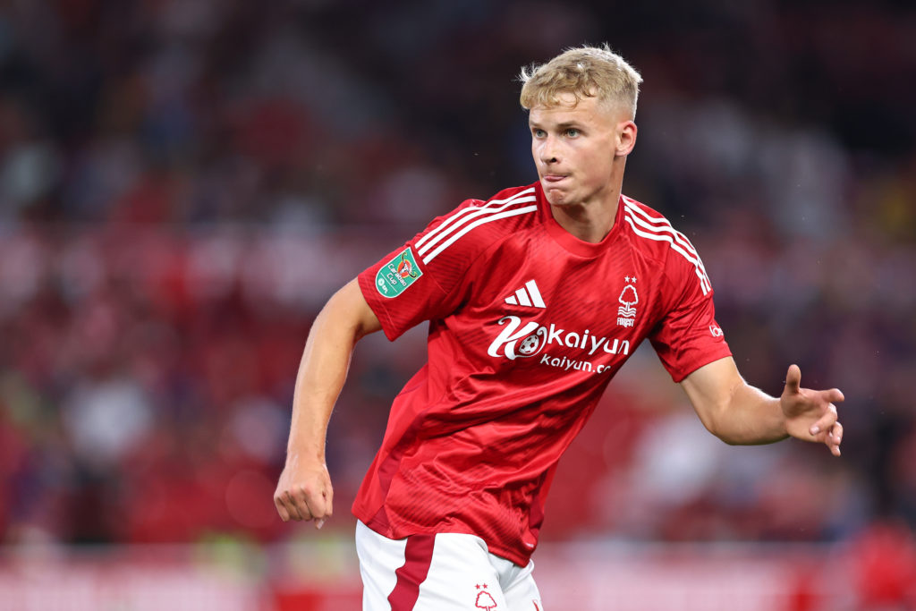 Zach Abbott during the Carabao Cup tie between Nottingham Forest and Newcastle United