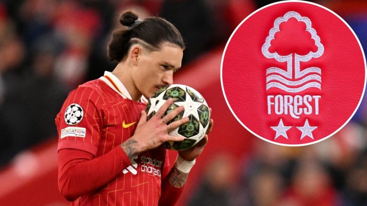 Darwin Nunez of Liverpool kisses the ball prior to taking his teams second penalty in the shoot out during the UEFA Champions League 2024/25 Round ...