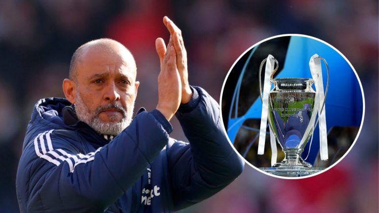 Nuno Espirito Santo Head Coach of Nottingham Forest applauds the fans after winning the Premier League match between Nottingham Forest FC and Manch...