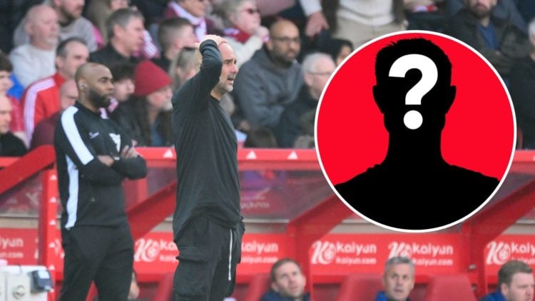 Main: Pep Guardiola watches on as Manchester City lose at Forest with a mystery inset created by GRV Media.