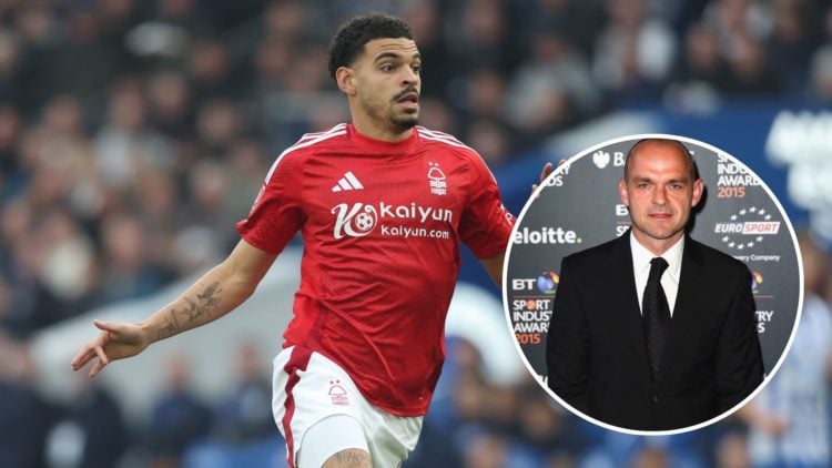 Main: Morgan Gibbs-White of Nottingham Forest with an inset of pundit Danny Murphy