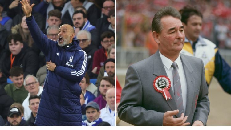 Left: Nuno Espirito Santo of Nottingham Forest and right: Brian Clough, the legendary former Forest boss.