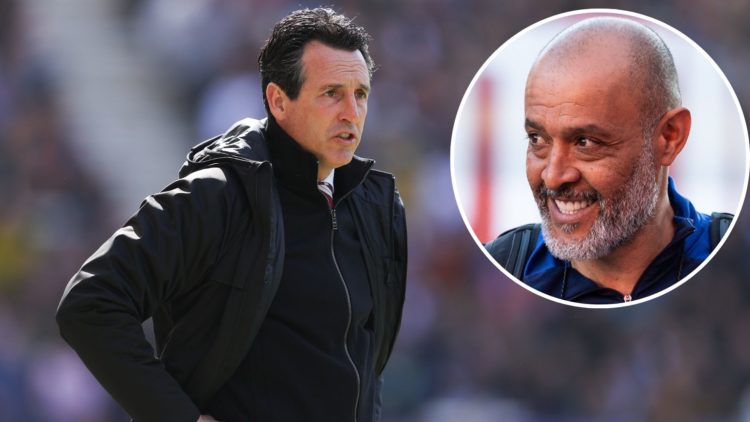 Unai Emery, manager of Aston Villa, during the Emirates FA Cup Quarter Final match between Preston North End and Aston Villa. Inset: Nottingham For...