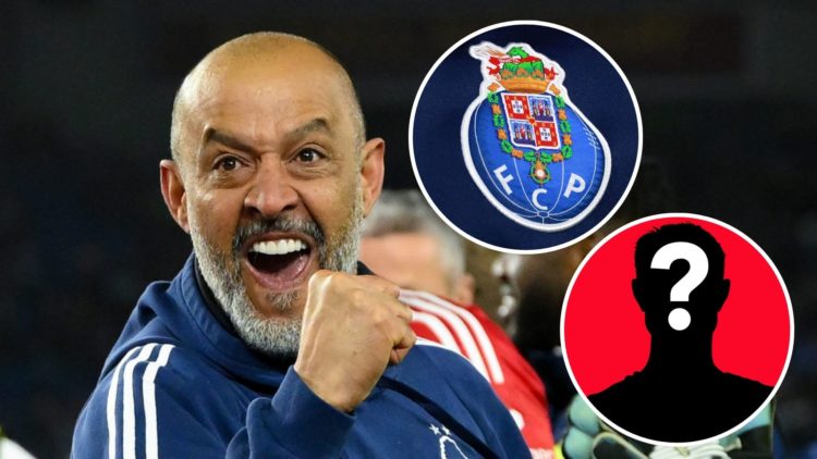 Main: Nuno Espirito Santo, Nottingham Forest head coach, celebrates victory during the Emirates FA Cup Quarter Final match between Brighton and Hov...