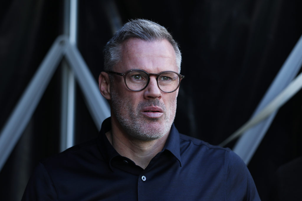 Jamie Carragher working as a pundit for Sky Sports