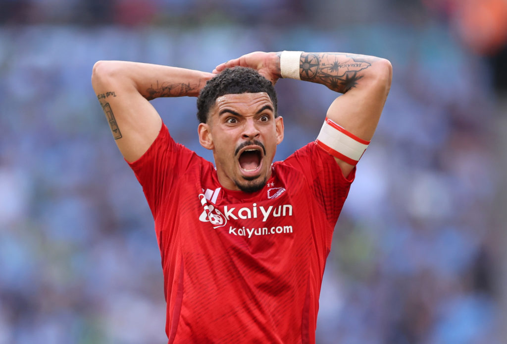 Nottingham Forest star Morgan Gibbs-White reacts in shock during the FA Cup semi-final