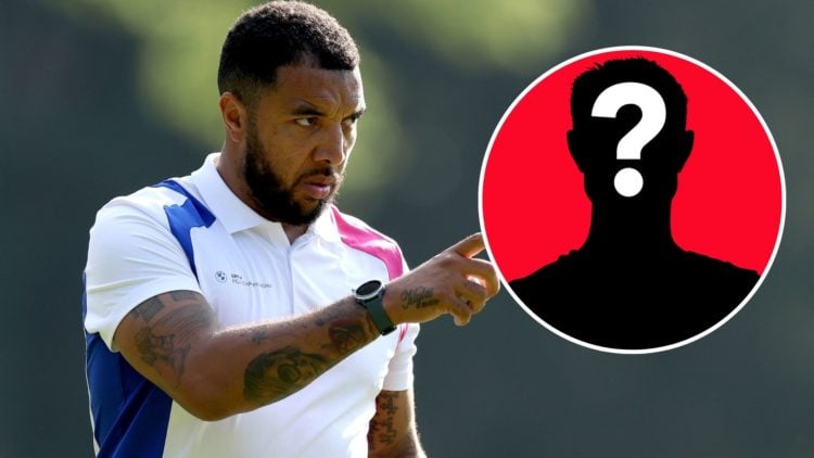 Main: Troy Deeney plays a round of golf in a Pro-Am event, with inset of mystery man created by GRV Media