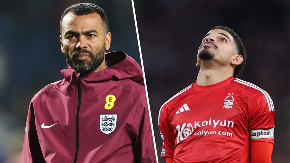 Left: England u21 coach Ashley Cole and Right: Morgan Gibbs-White
