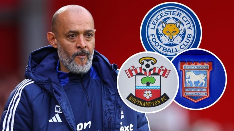 Nuno Espírito Santo the manager of Nottingham Forest during the Premier League match between Nottingham Forest FC and Ipswich Town. Insets: The off...