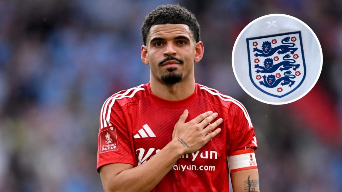 Morgan Gibbs-White of Nottingham Forest acknowledges the fans after the team's defeat during the Emirates FA Cup Semi Final match between Nottingha...