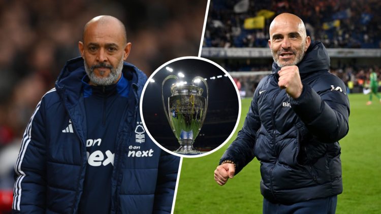 Split image of: Nuno Espirito Santo is the Nottingham Forest head coach during the Premier League match between Nottingham Forest and Ipswich Town ...