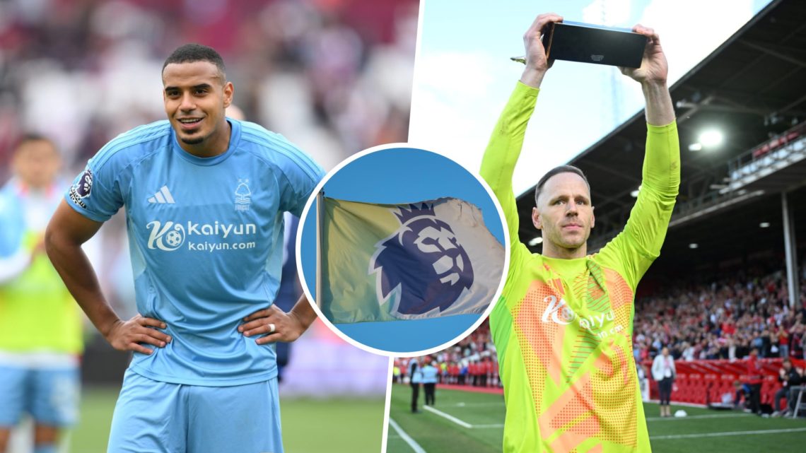 Left: Forest star Murillo and Right: Forest stopper Matz Sels, with Inset: Premier League logo