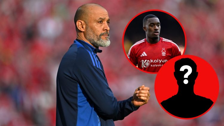 Nuno Espirito Santo watches Nottingham Forest (left), Callum Hudson-Odoi looks on (right)