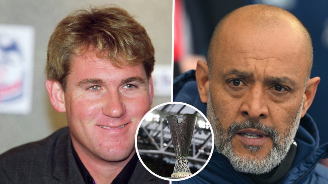 Split image of: Crystal Palace chairman Simon Jordan answering questions during a press conference and Nuno Espirito Santo during Nottingham Forest...