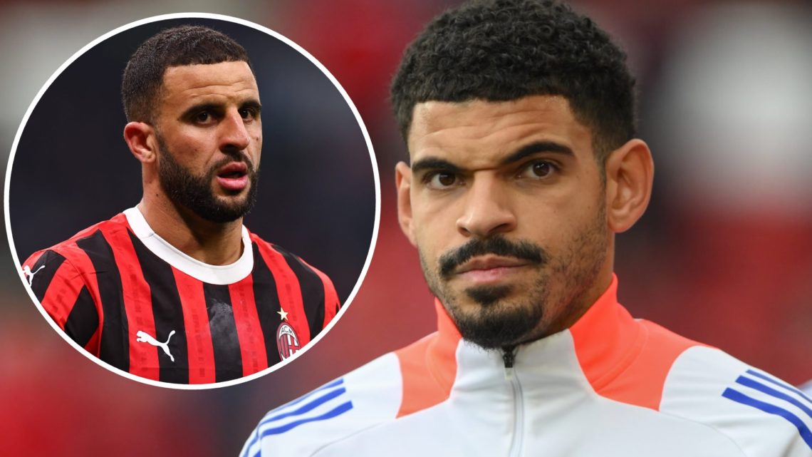 Morgan Gibbs-White of Nottingham Forest participates in the Premier League match between Nottingham Forest and Newcastle United. Inset: Kyle Walker...