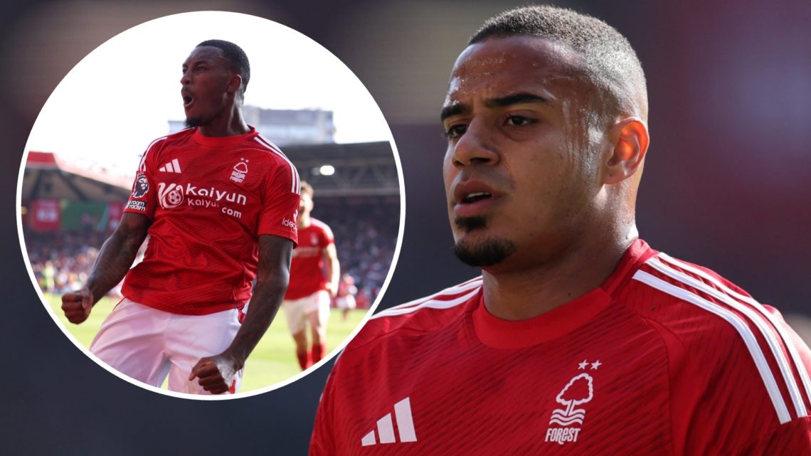 Murillo of Nottingham Forest during the Premier League match between Nottingham Forest FC and Manchester City FC. Inset: Callum Hudson-Odoi of Nott...