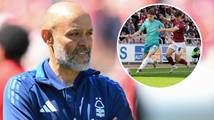 Nuno Espirito Santo is the Nottingham Forest head coach during the Premier League match between Nottingham Forest and Leicester City. Inset: Readin...