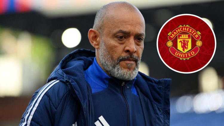 Nuno Espirito Santo. Inset of Manchester United badge.