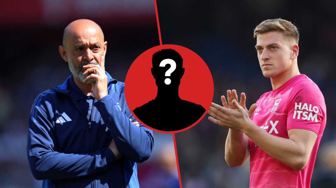 Split image of: Nuno Espirito Santo, Manager of Nottingham Forest, looking on prior to the Premier League match between Nottingham Forest FC and Le...