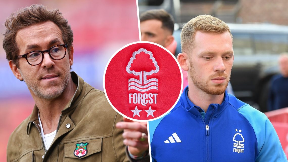 Split image of: Ryan Reynolds co-owner of Wrexham ahead of the Sky Bet League One match between Wrexham AFC and Charlton Athletic FC and Lewis O'Br...
