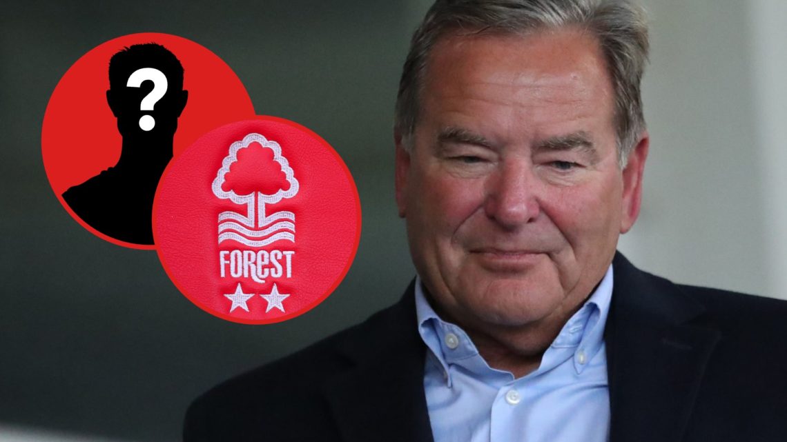 Jeff Stelling during the Sky Bet League 2 match between Hartlepool United and Stockport County at Victoria Park. Inset: The club crest of Nottingha...