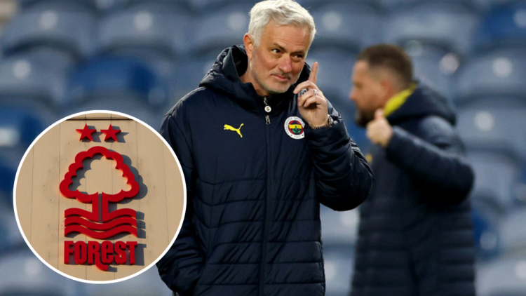 Jose Mourinho, Head Coach of Fenerbahce, gestures during the UEFA Europa League 2024/25 Round of 16 training session at Ibrox Stadium Inset, A gene...