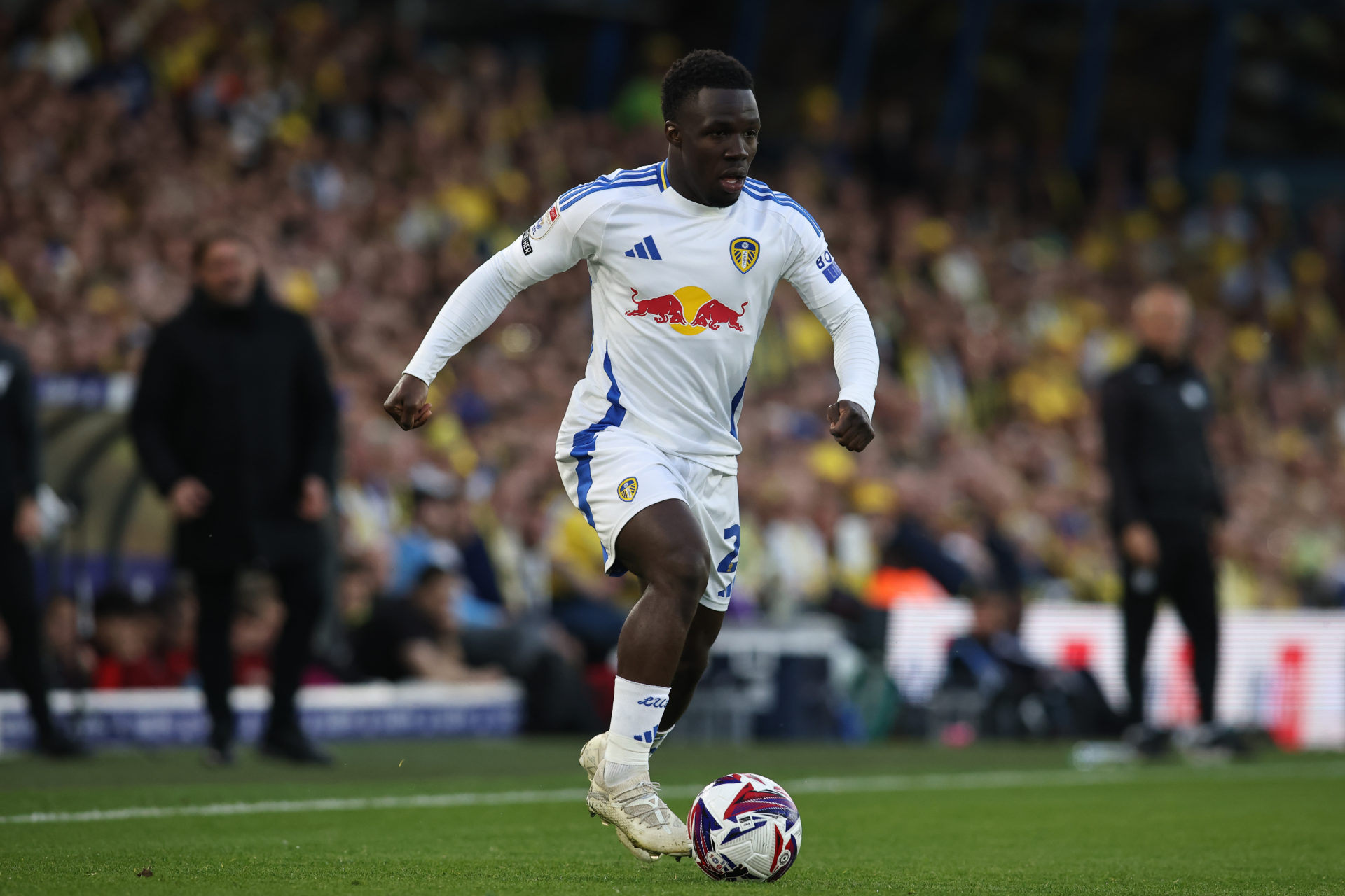 Leeds United winger Wilfried Gnonto in action against Bristol City.