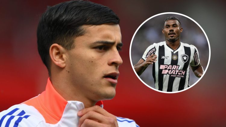 Ramon Sosa on the sideline during the Premier League clash between Nottingham Forest and Wolverhampton Wanderers. Inset: Cuiabano running during Bo...