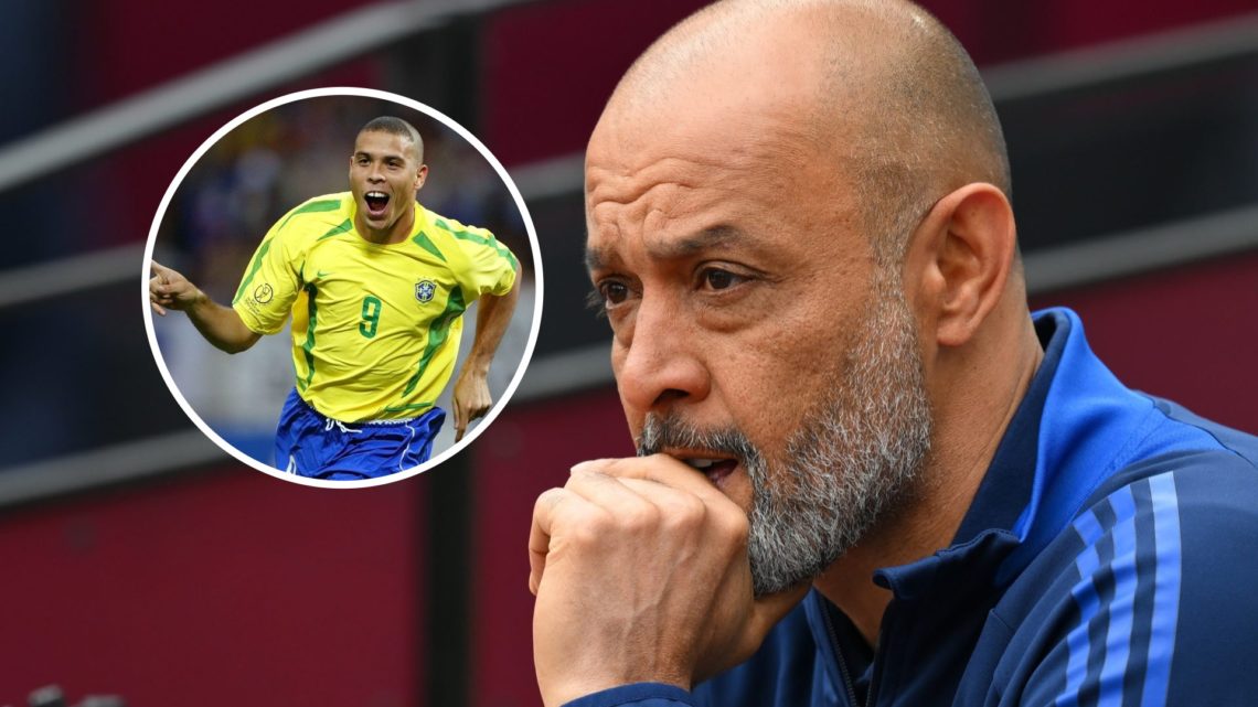 Main: Nuno Espirito Santo looks pensive watching Forest and Inset: Ronaldo in his hey day