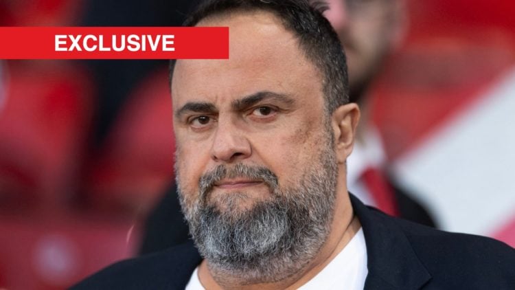Nottingham Forest owner Evangelos Marinakis is seen prior to Nottingham Forest vs Manchester United