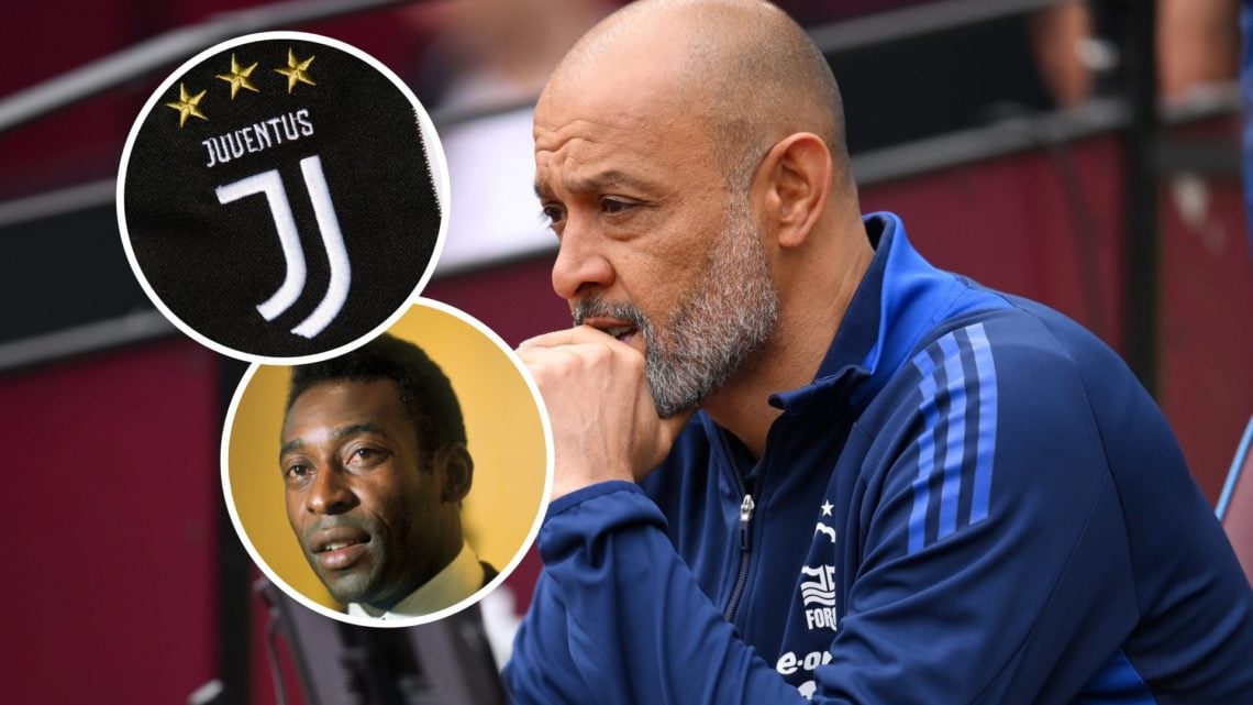 Main: Nuno Espirito Santo looks on and Inset: Juventus club crest (Top) and Pele (Bottom)
