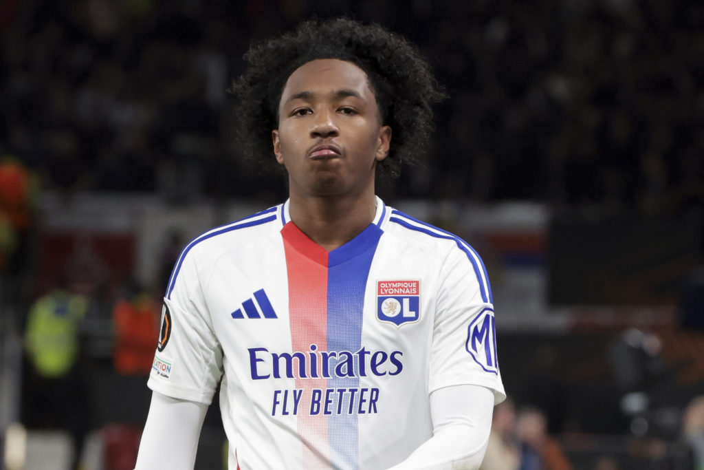 Malick Fofana following the UEFA Europa League 2024/25 Quarter Final Second Leg between Manchester United and Olympique Lyonnais
