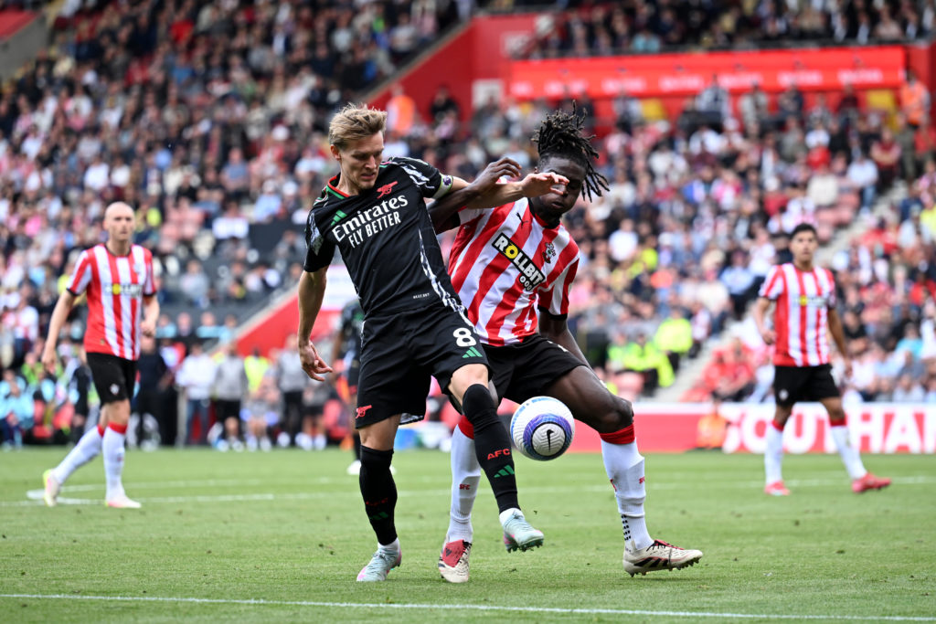 Lesley Ugochukwu in action vs Arsenal.