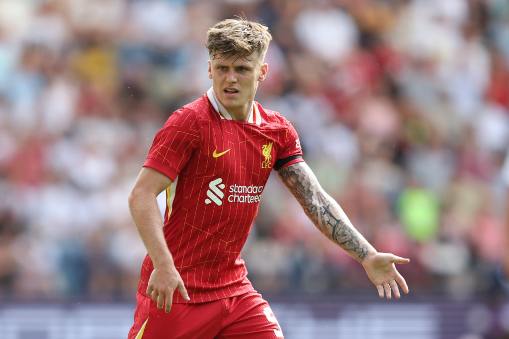 Ben Doak in action for Liverpool in the pre-season clash with Preston North End