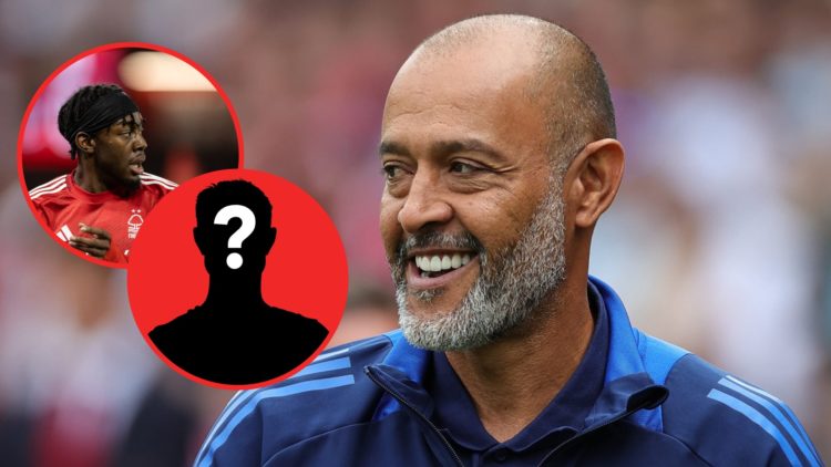 Nuno Espirito Santo looks on during the Premier League match between Nottingham Forest and AFC Bournemouth. Inset: Anthony Elanga in action during ...