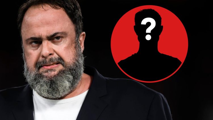 Evangelos Marinakis, president of Olympiacos FC, looks on following the club's UEFA Conference League final win