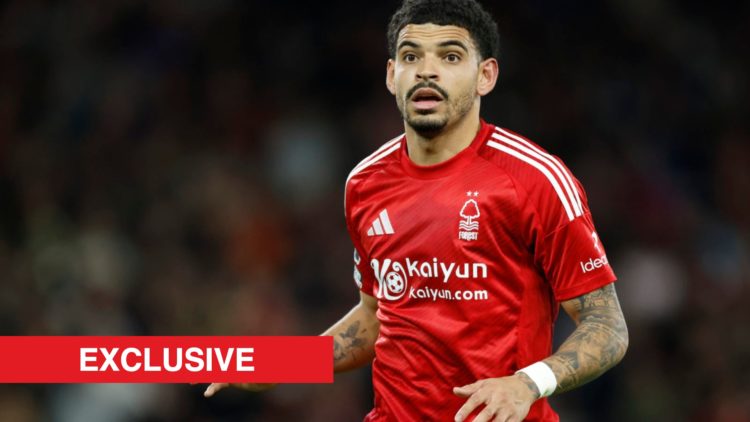 Morgan Gibbs-White running during the Premier League match between Nottingham Forest and Manchester United